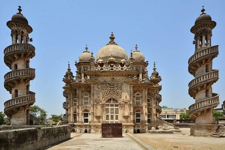 Mahabat Maqbara Palace with its intricate architecture and spiral staircases